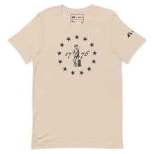 13 Star Betsy Ross Design With Patriot Farmer, Dark Gray Print.