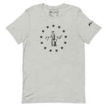 13 Star Betsy Ross Design With Patriot Farmer, Dark Gray Print.