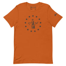 13 Star Betsy Ross Design With Patriot Farmer, Dark Gray Print.