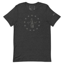 13 Star Betsy Ross Design With Patriot Farmer, Dark Gray Print.