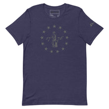 13 Star Betsy Ross Design With Patriot Farmer, Dark Gray Print.