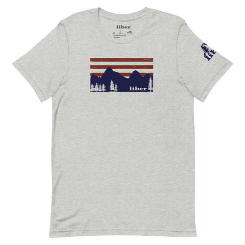 Mountain Range Logo Tee in Patriotic Red White and Blue