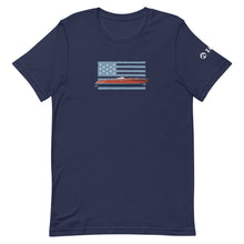 Classic Powerboat on Blue- Gray Flag